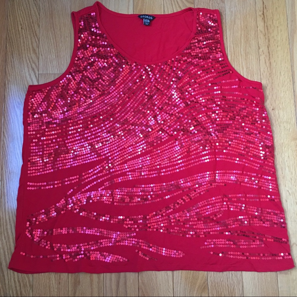 George Sleevless Red Sequence 4x Ladies Tank Top - image 1